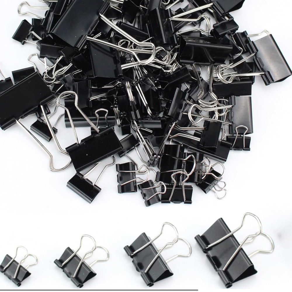 Black Binder Clips-Assorted 300+pcs